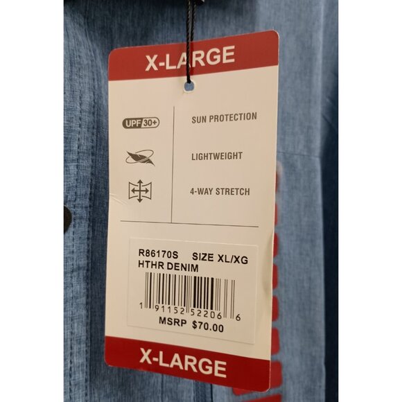 Zeroxposur Travel Series Mens Shirt XL Blue UPF 30+ Lightweight Short Sleeve NWT - Picture 3 of 9